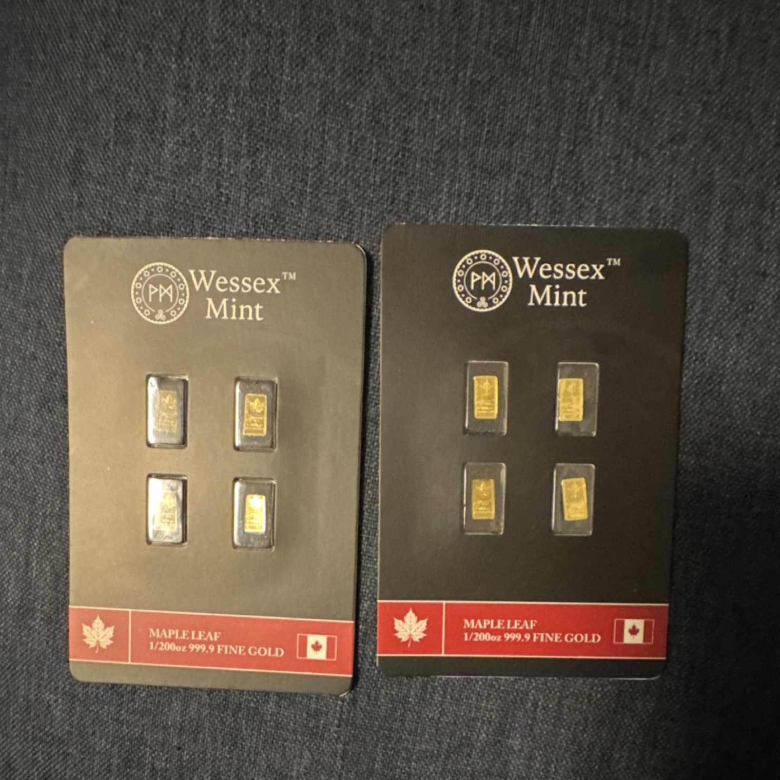 Wessex Mint Maple Leaf Gold Bars 8 1/200 oz 999.9 Fine (Lot of 8)