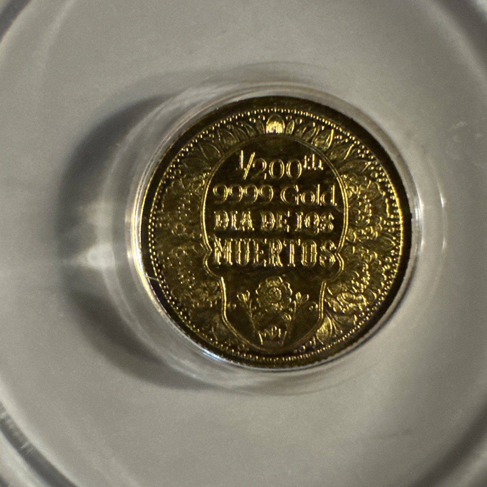 1/200th oz .9999 Fine GOLD Skull Dia De Los Muertos FRACTIONAL GOLD