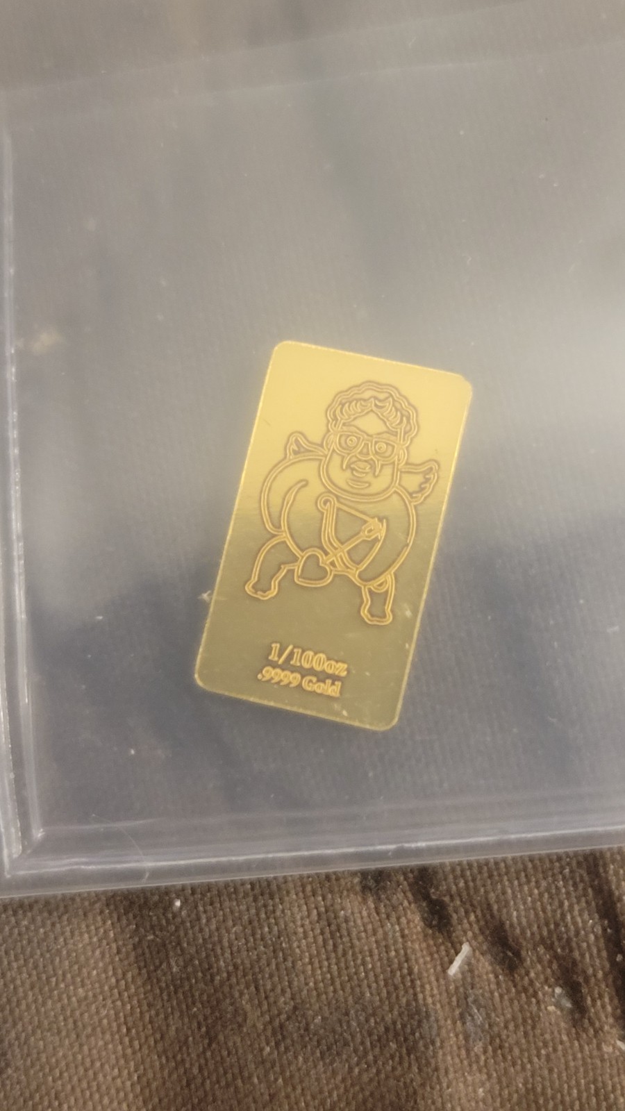CHRIS FARLEY SNL 1/100th “Cupid” .9999 GOLD BAR the Chive Chivery Rare