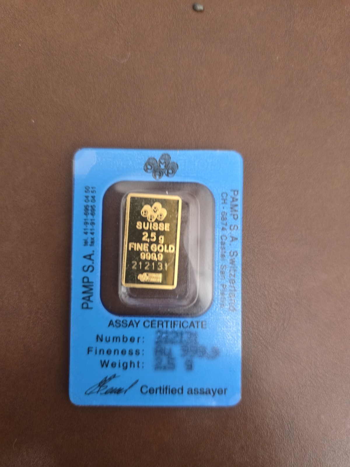 2.5 gram Gold Bar – PAMP Suisse – Fortuna – 999.9 Fine in Sealed Assay