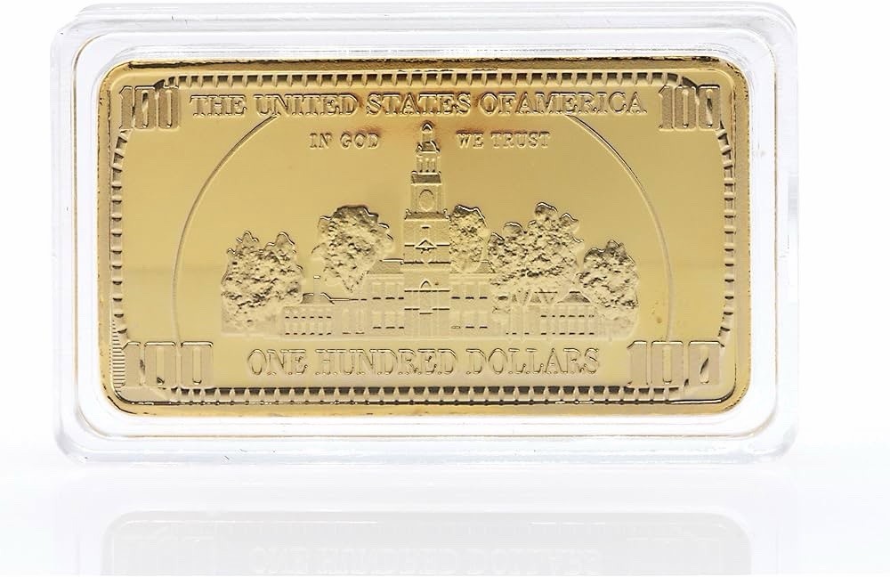 USA 100 Dollar Bullion 24k Gold Bar American Metal Coin Golden Bars USD With Cap