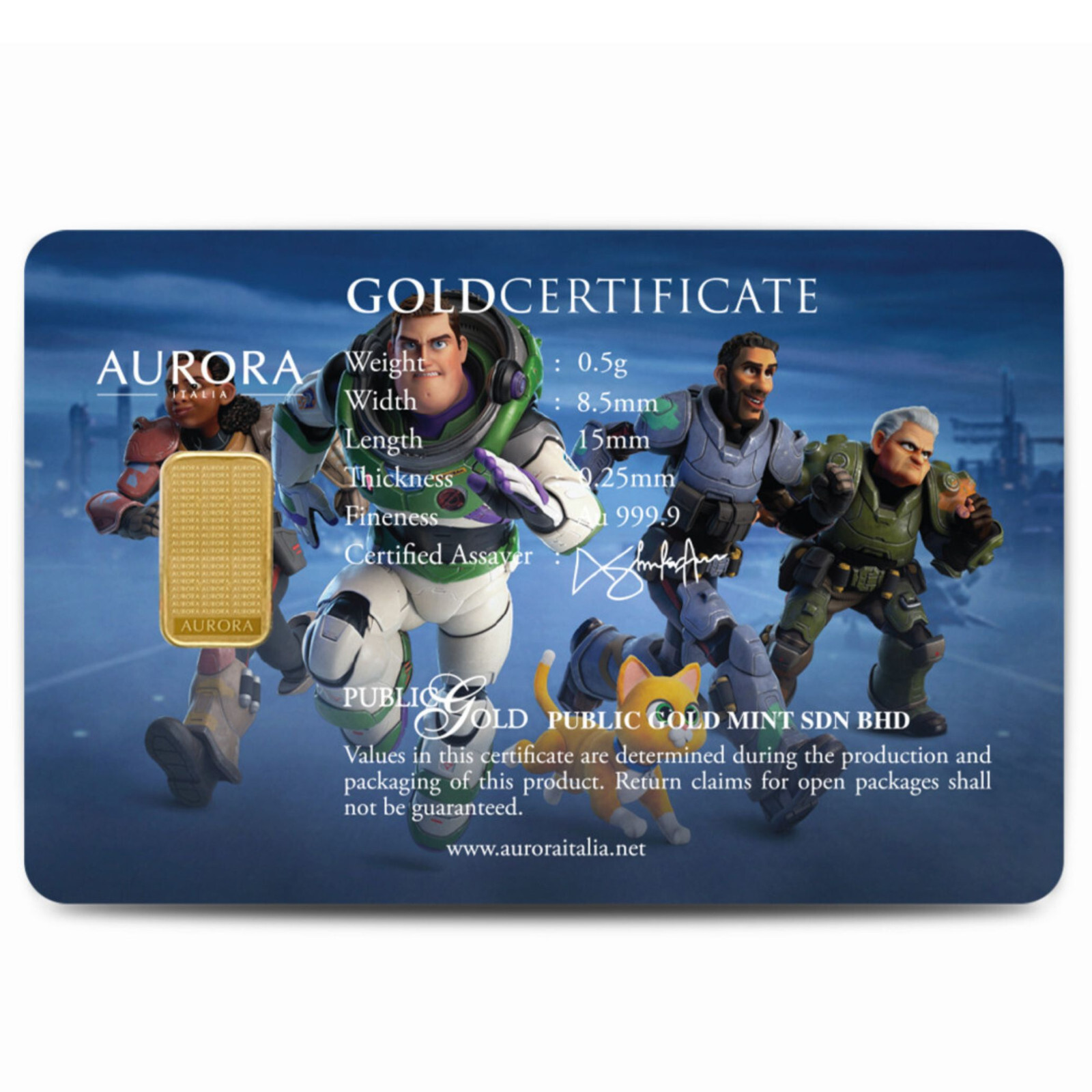 Light Year Limited Edition Gold Bar 0.5gram 999.9 FreeShip
