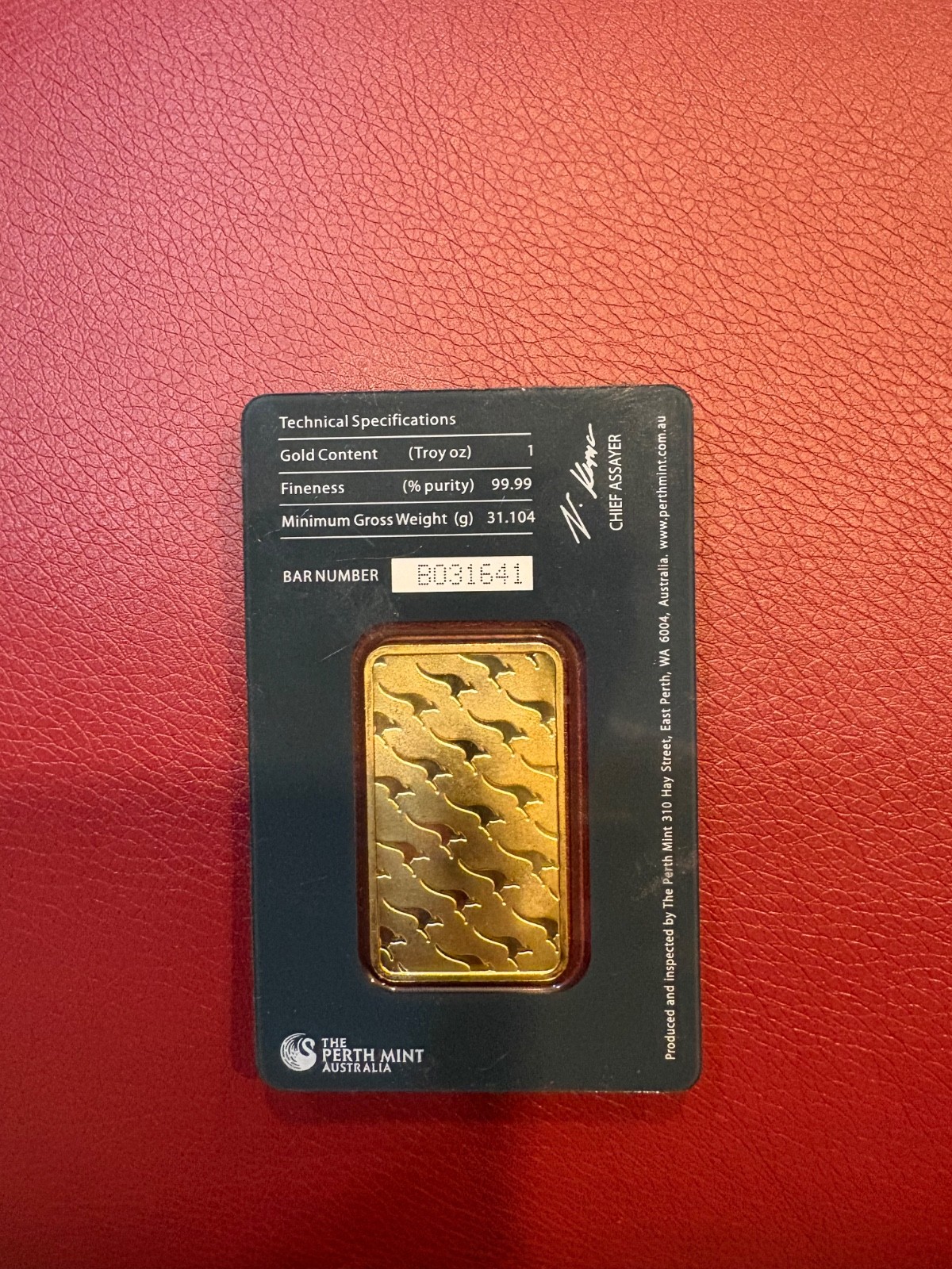 1 oz Perth Mint Gold Bar 99.99 Fine Sealed Assay Card – 24K Pure Gold