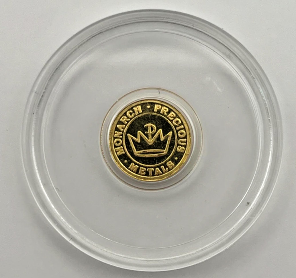 1/4 Gram.9999 Fine Gold Round Monarch Precious Metals Lucky Horseshoe in Capsule