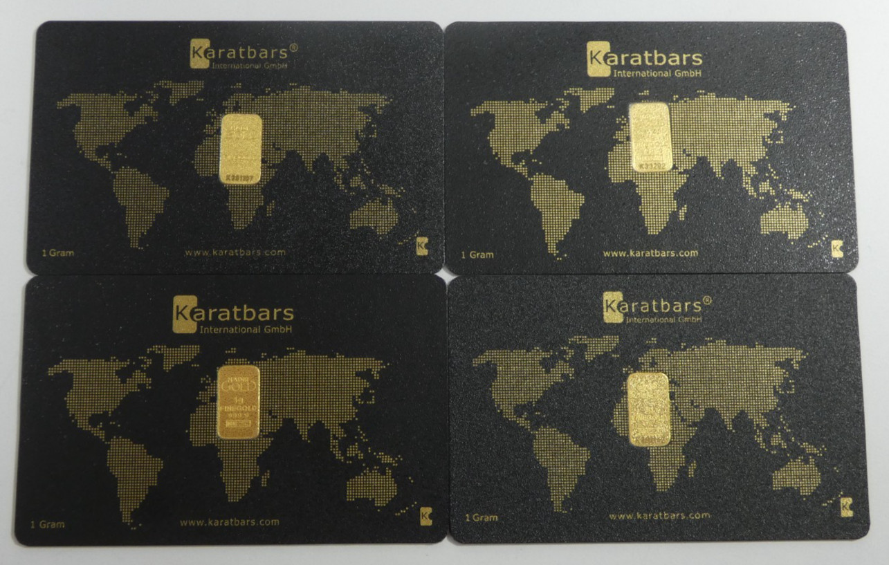 Lot of 4 Karatbars Each Contains 1g 999.9 Fine Gold – 4g 999.9 Fine Gold Total