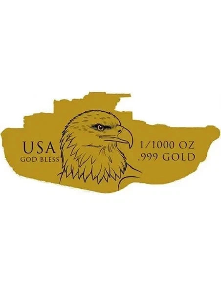U.S. Army Tank Shaped 1/1000 oz Gold Coin in Card (9,999 Mintage)