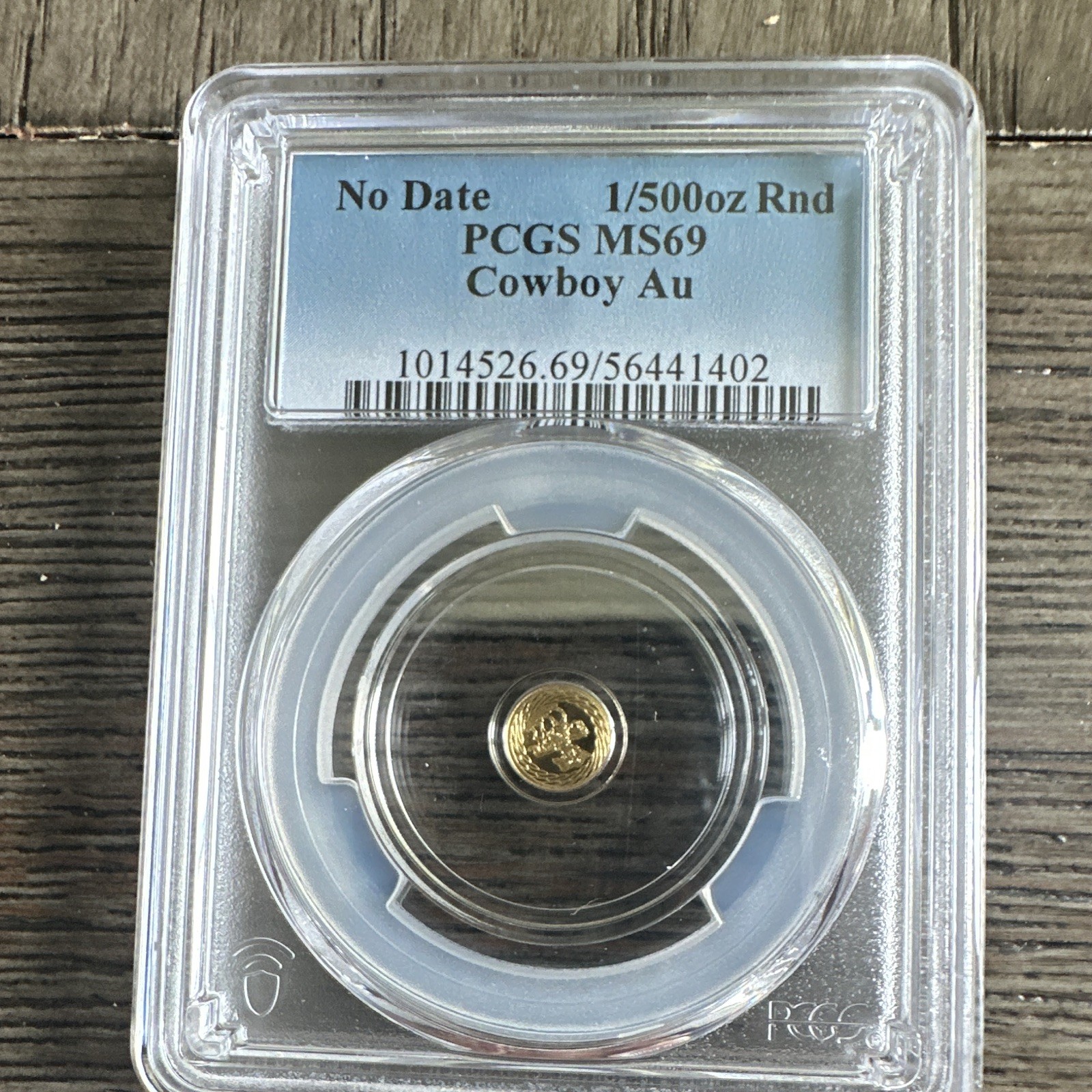 PCGS MS69 Cowboy Gold Au Round 1/500 oz No Date Certified
