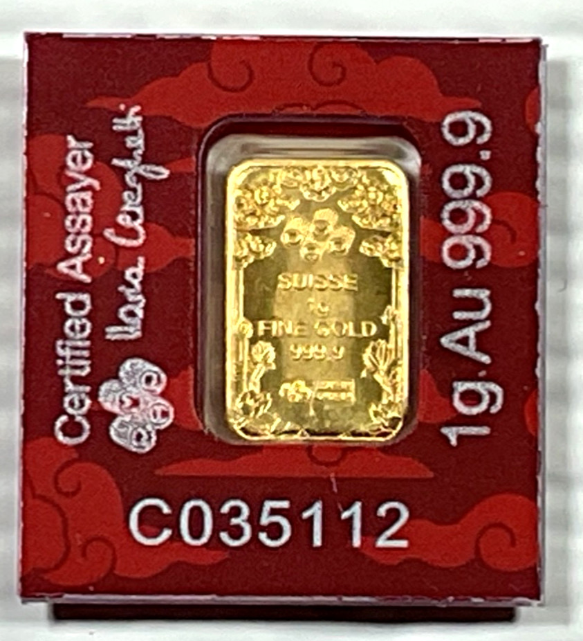 PAMP Suisse Good Luck Dragon 1 Gram .9999 Gold Bar Multigram Year Of The Dragon