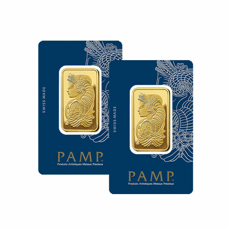 Lot of 2 Gold 1 oz Random Brand .9999 fine Gold Bars in Sealed Assay Cards