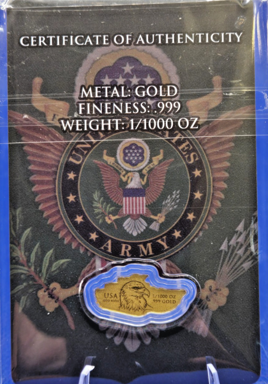 2026 U.S. Army Tank Shaped 1/1000 oz Gold in Card (Limited Mintage) #364