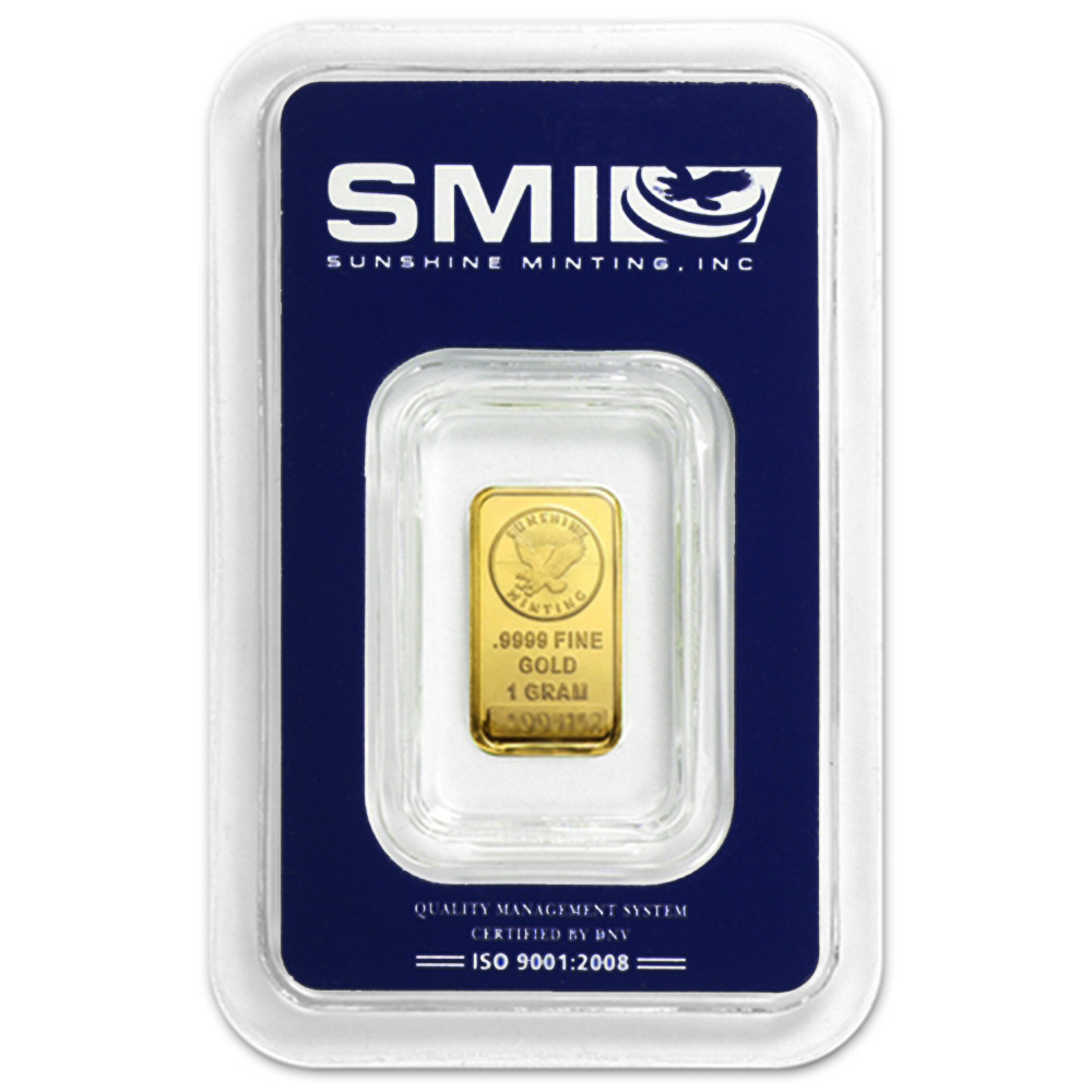 1 Gram Sunshine Mint .9999 Fine Gold Bar In Assay Mint Mark SI