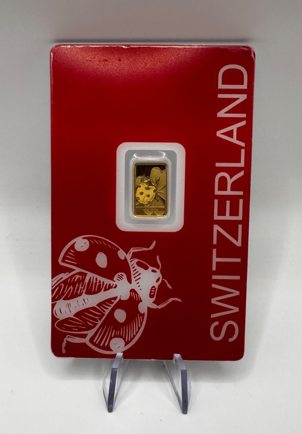 PAMP Suisse Ladybird 1g Gold Bar .999 Red Series Switzerland Very Low Number 10