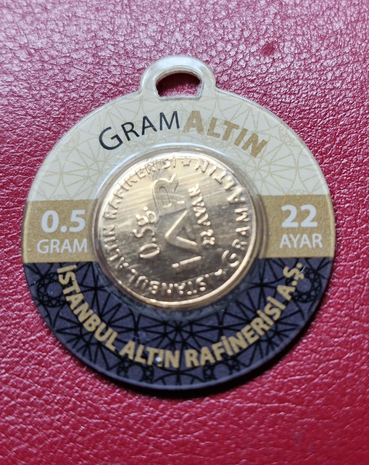 Turkey 0.5 Gram 22 K Gold Disc In Assay Disc Rare Piece