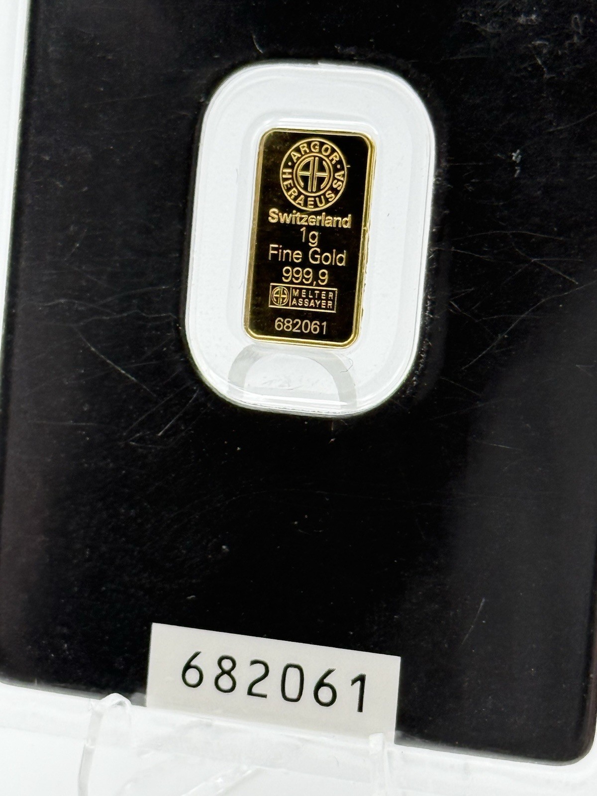 1 gram Gold Bar – Argor Heraeus – 999.9 Fine in Assay