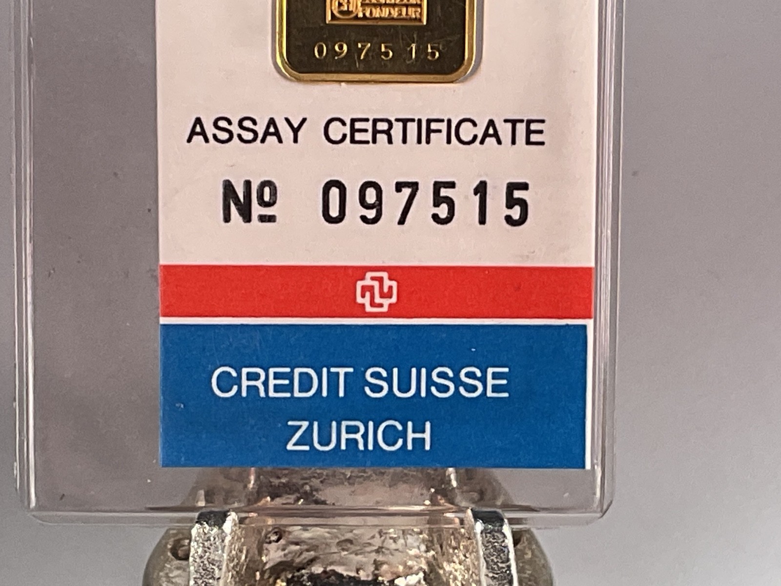 1985 Credit Suisse 5g 0.9999 Fine Gold Bar in Assay Card – 5g Total Gold Content
