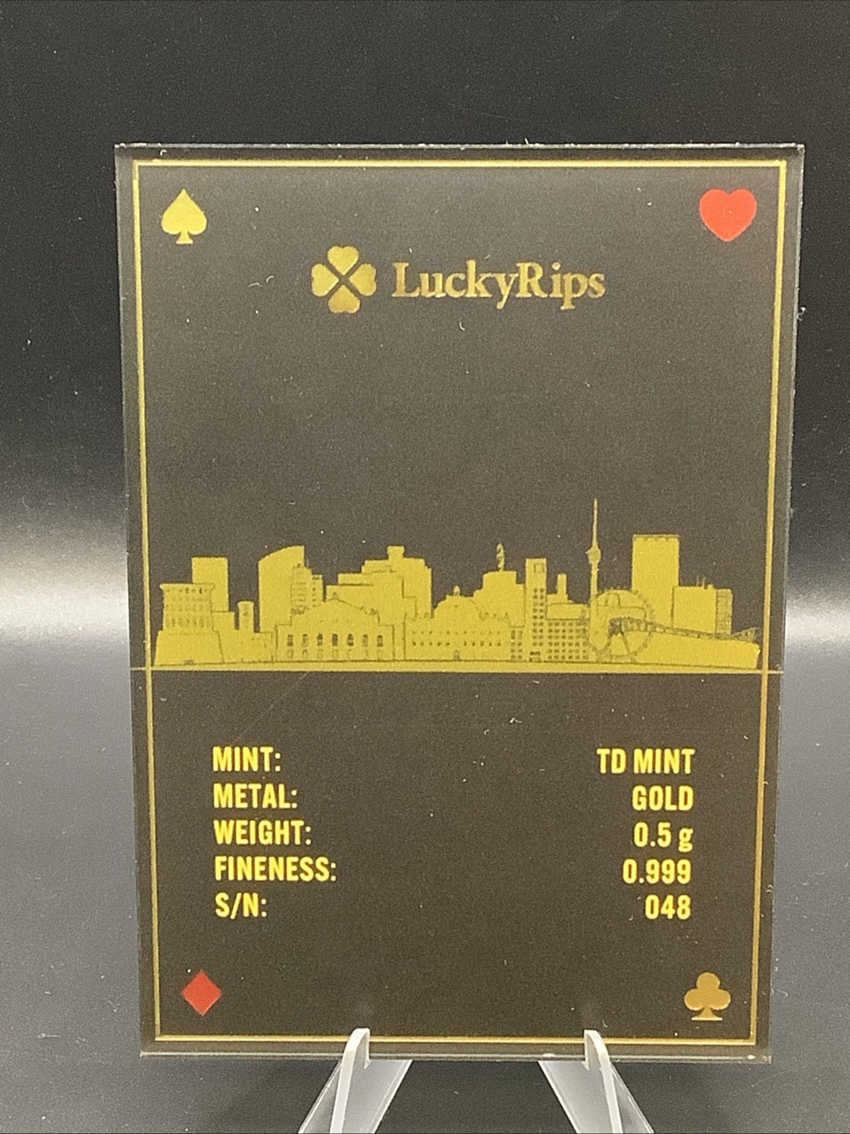 Rare 1/2 – .5g Gram Gold Bar Lucky Rips High Roller In Assay 250 Mintage