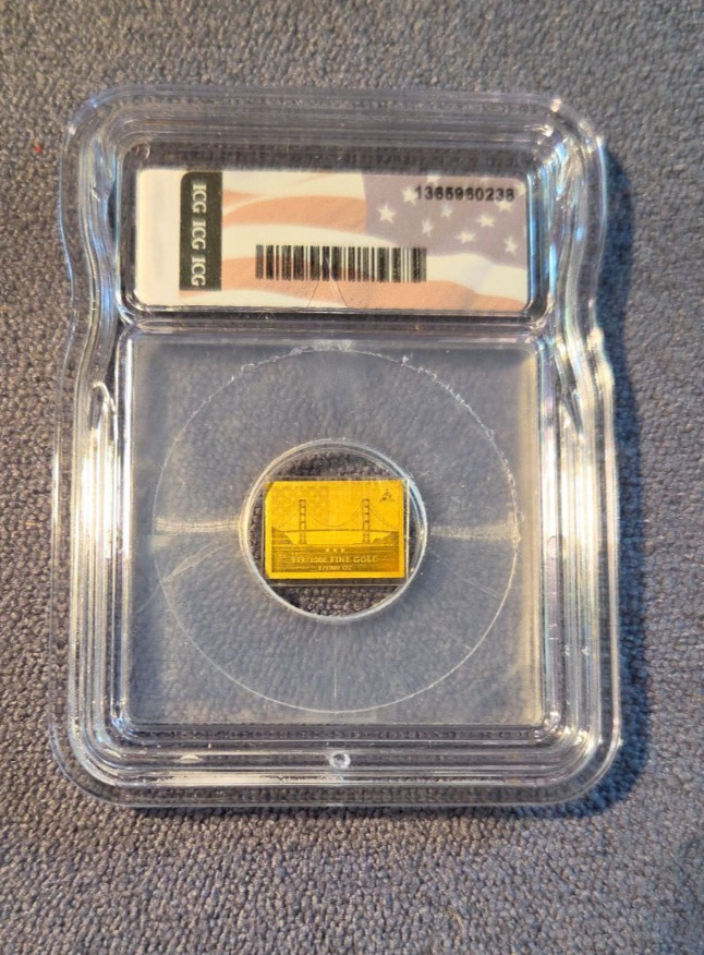 ICG Golden Gate Bridge SCM 1/1000 oz .999 Gold Round ICG MS 70