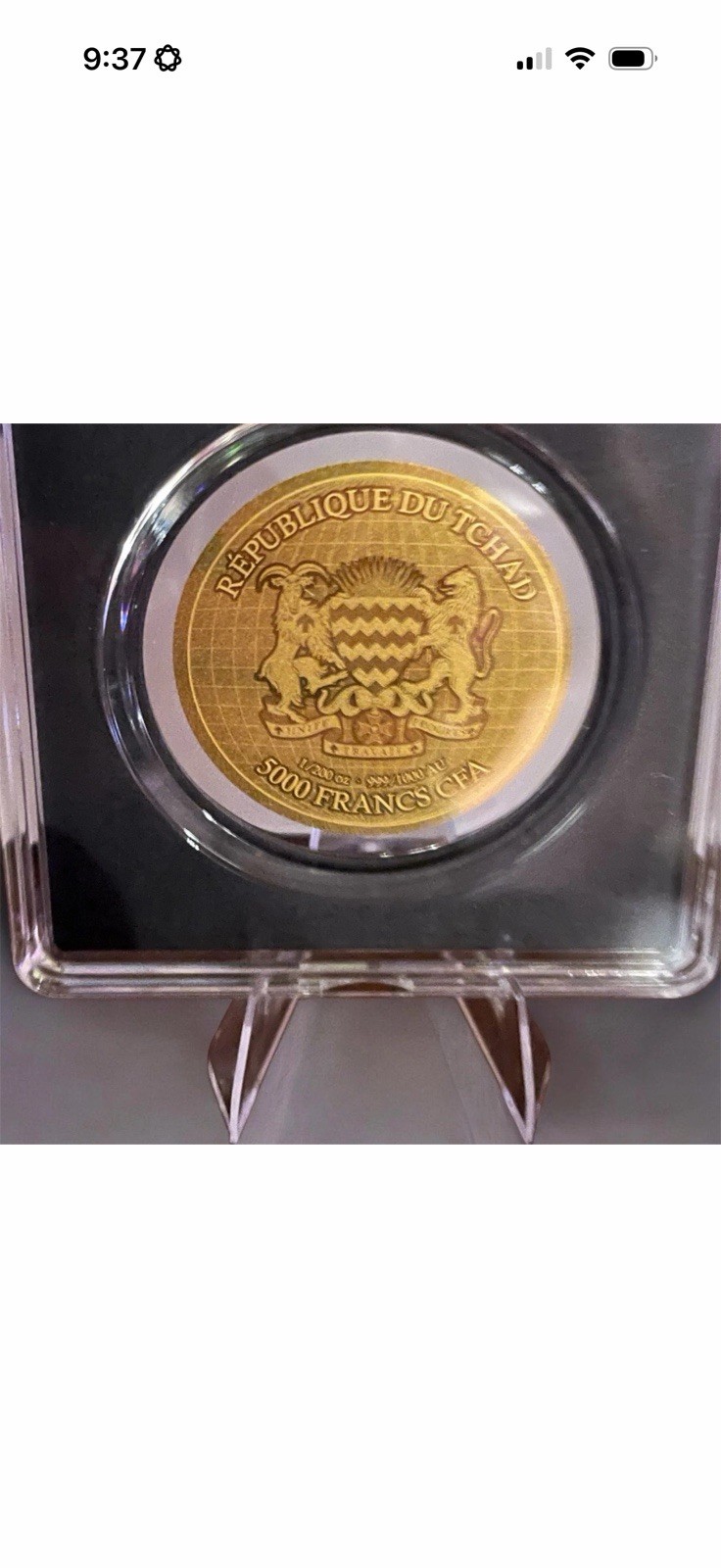 Chad 1/200 oz Gold Coin Foil Tribute of 1933 $20 Double Eagle Coin in Case w/COA