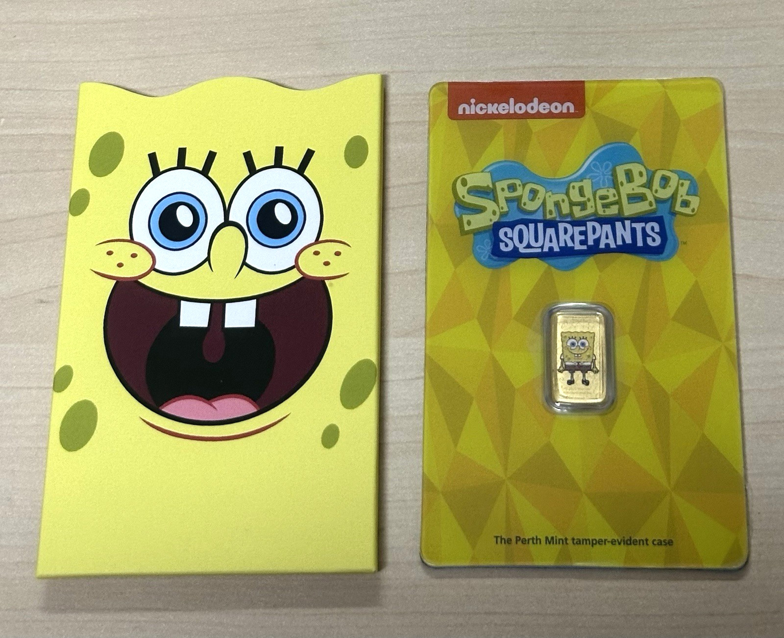 2025 SPONGEBOB SQUAREPANTS 1g 1 gram Gold Colorized Bar Perth Mint Mintage 3000