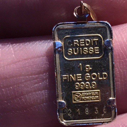 1 Gram Fine Gold 999.9 Panda Bar Necklace Pendant