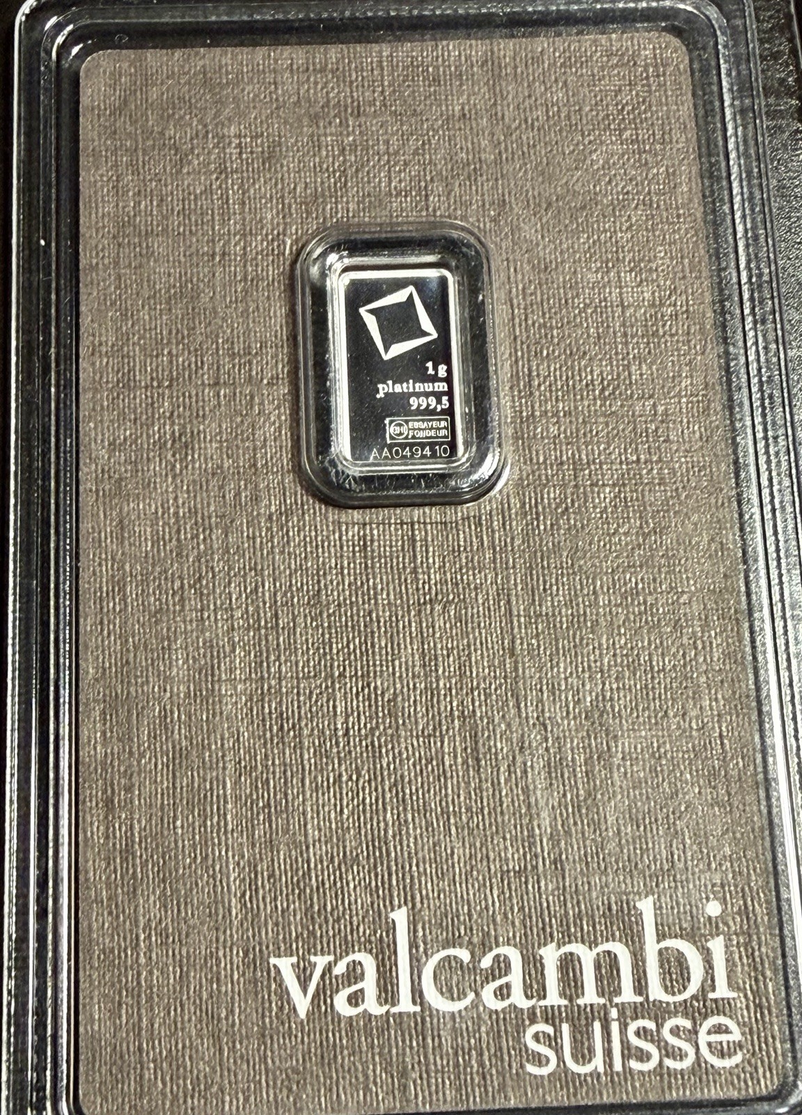 Valcambi 1g Platinum & IGR 1g Gold Bar Sealed Assay Bullion Bundle