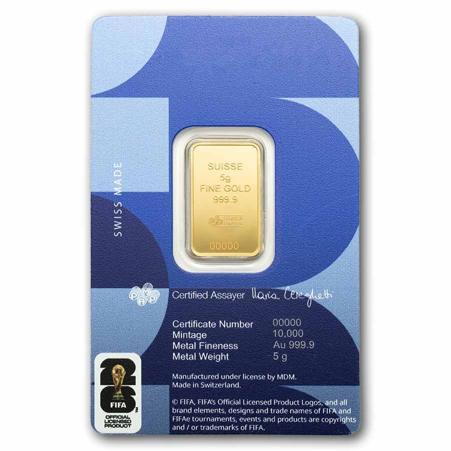 5 gram Gold Bar – PAMP FIFA 2026 World Cup (w/ Assay & Sleeve)-Pre-Sale