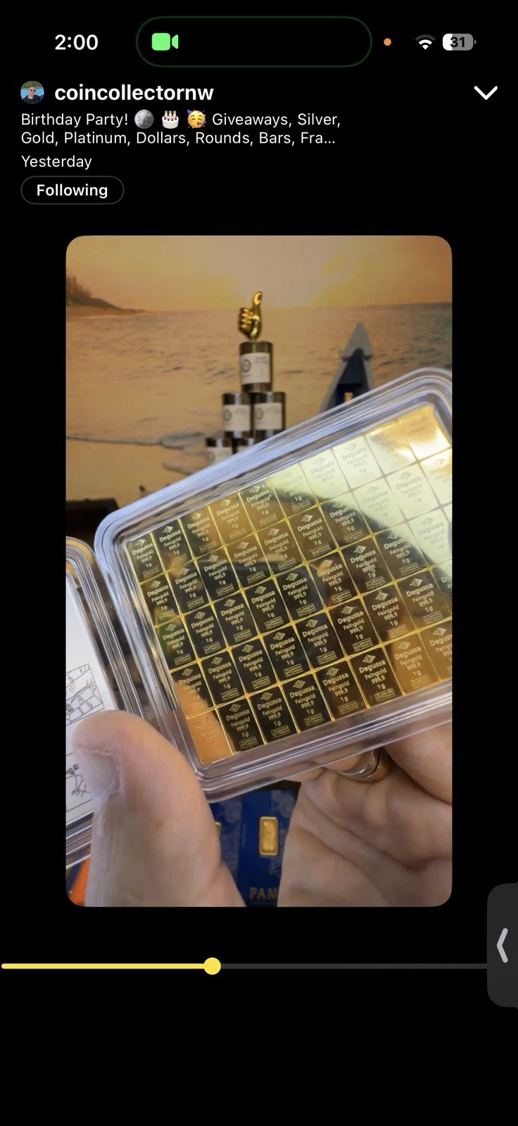 Rare 1 Gram .9999 Degussa Feingold Gold Bar No Longer Produced German Gold Bar!
