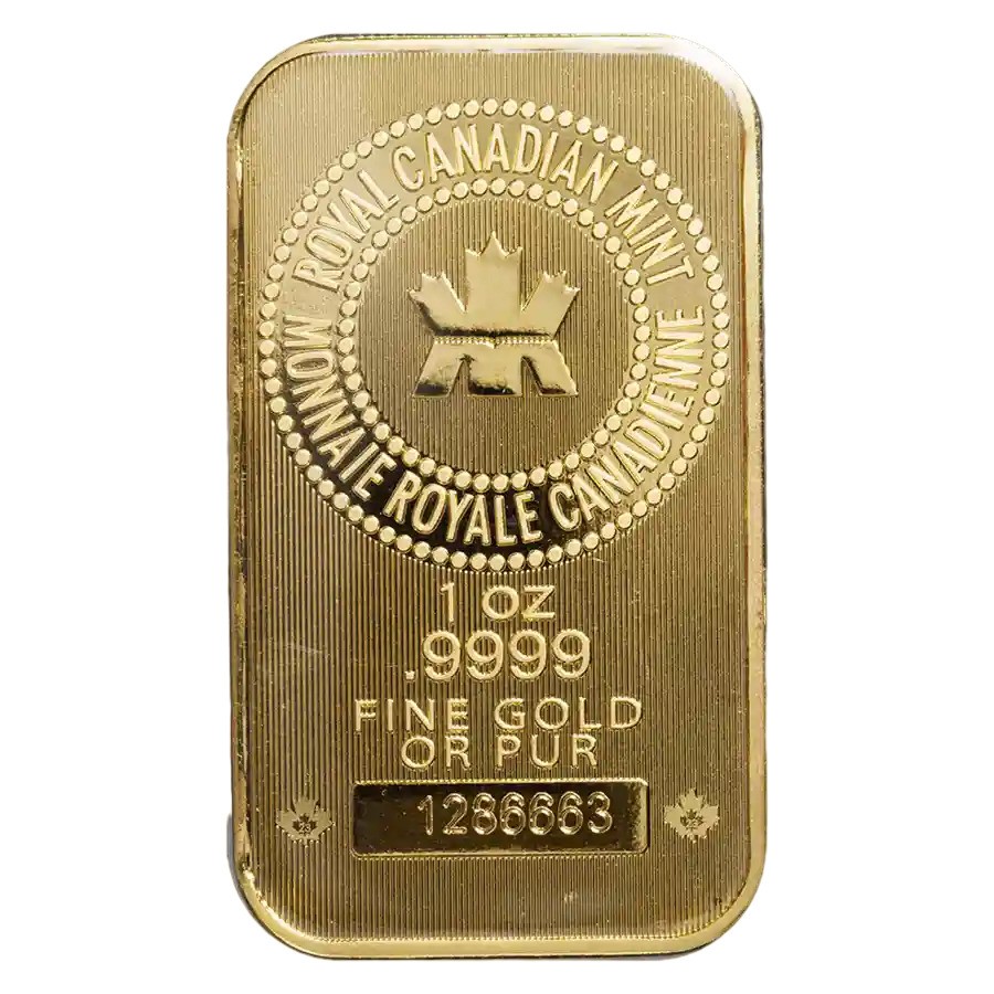 1 oz Gold Royal Canadian Mint Bar with Assay Card