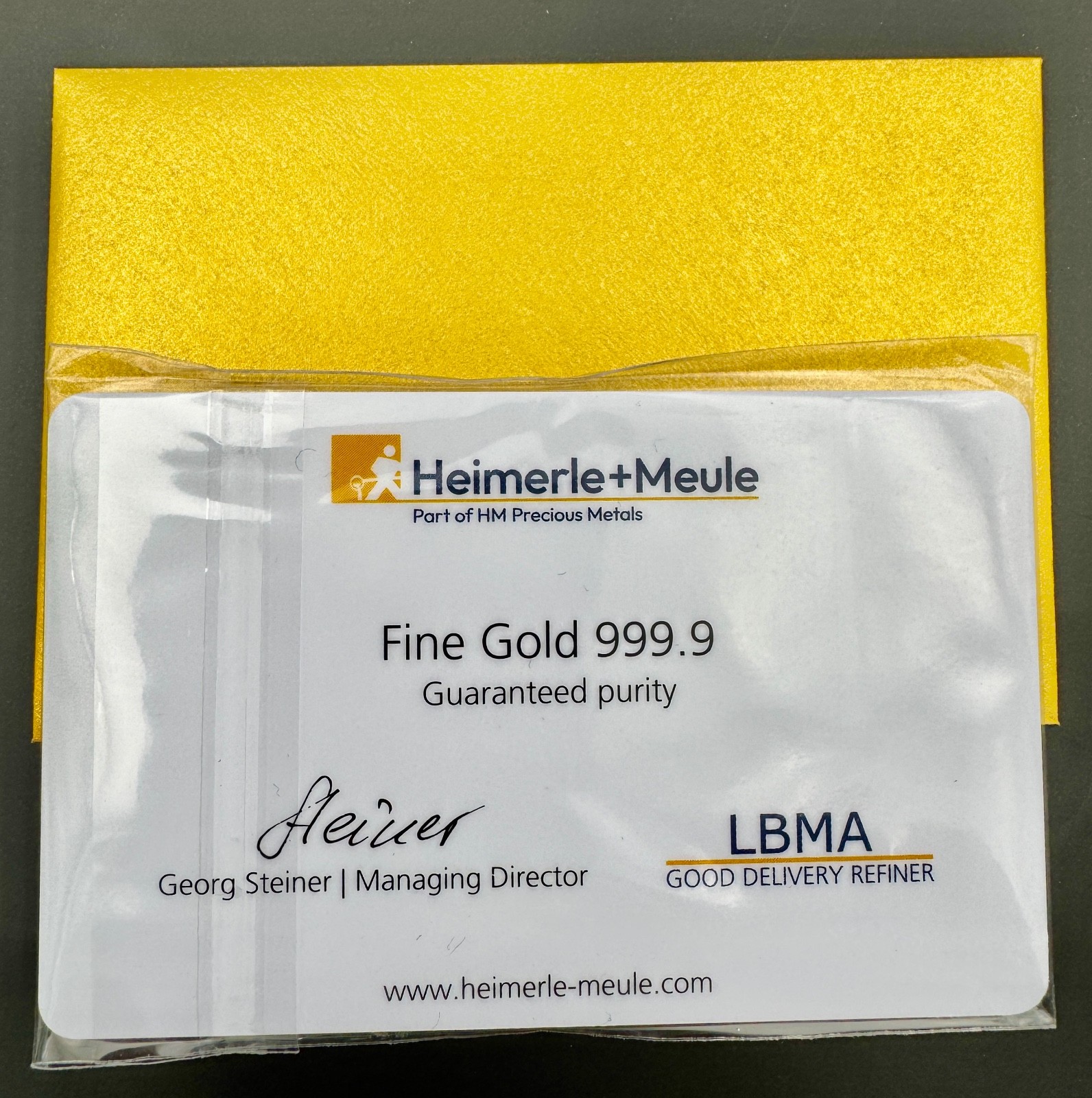 1 g Gold Fine Bar 999.9 Heimerle + Meule LBMA Sealed New For Baby