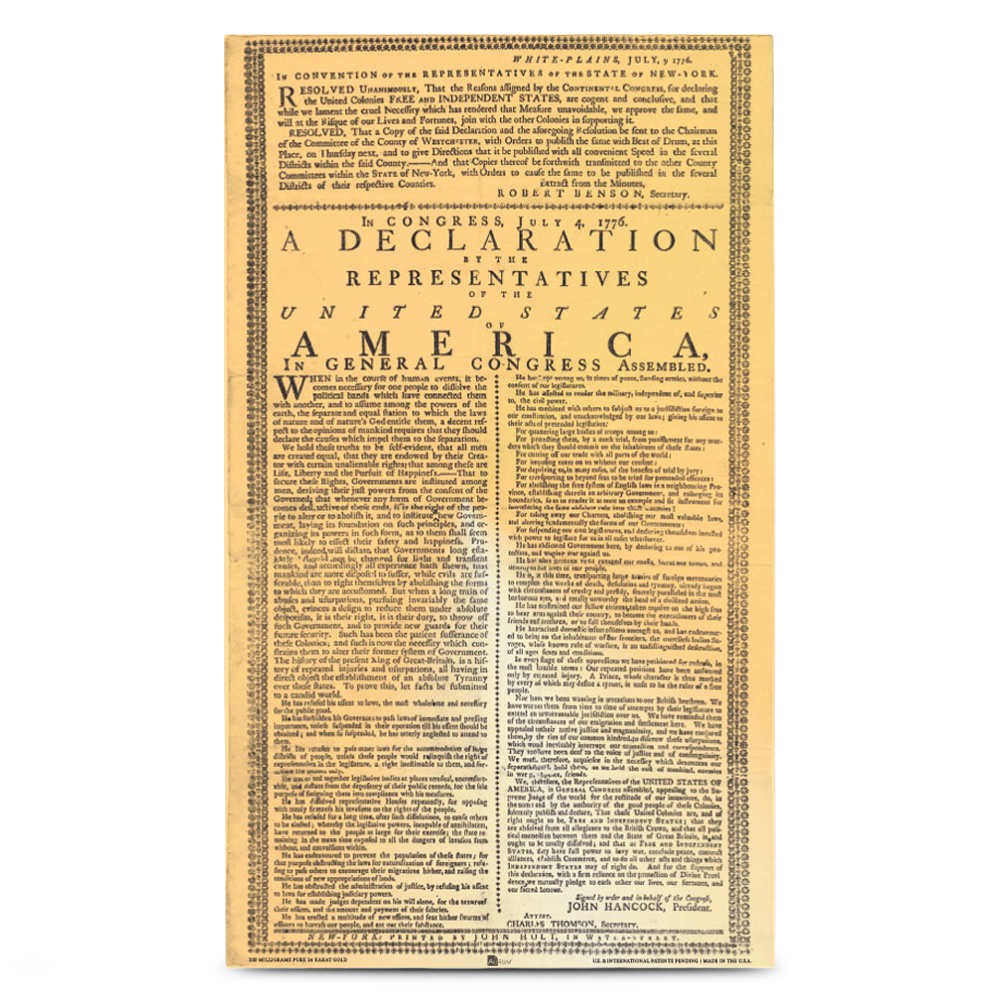2026 300 Milligram Declaration of Independence Holt Broadside Gold Note (New)