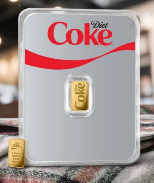 NEW ~ PAMP ~ 1 GRAM .9999 FINE GOLD DIET COKE~ MINTAGE 7,500