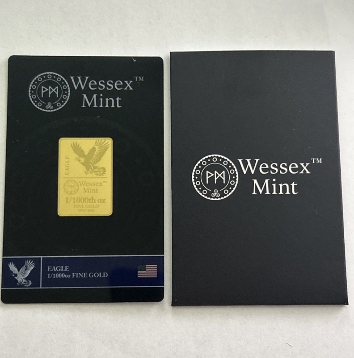 Wessex Mint 1/1000th Fine 999.9 Gold Bullion Bar Eagle Design With COA