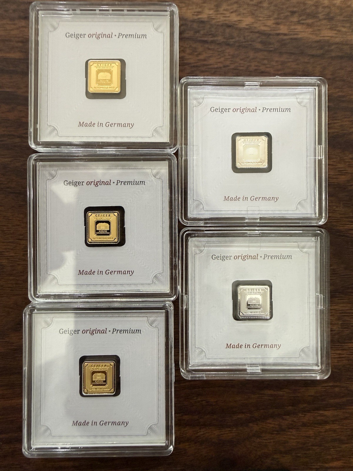 Geiger Edelmetalle Lot 3x 1g Gold 2x 1g Silver In Assay 🔥🔥🔥 STUNNING