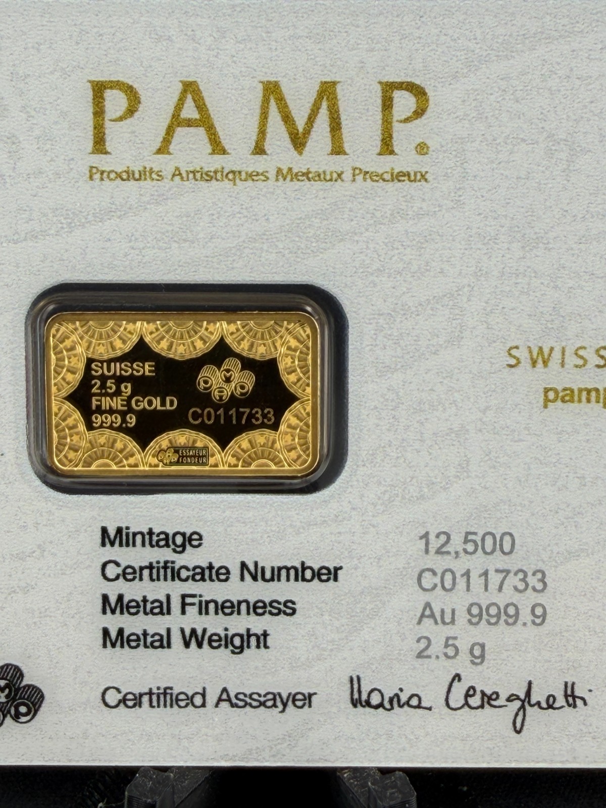 2.5 gram Gold Bar – PAMP 250th Anniversary of the USA
