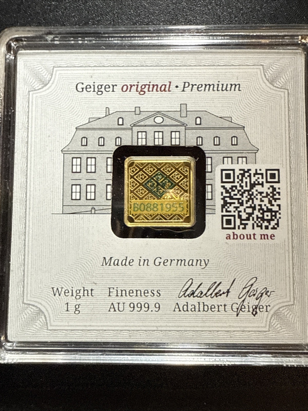Merry Christmas Geiger In Assay-1 Gram Gold Bar (Only 1,000 Mintage) 999.9 Fine