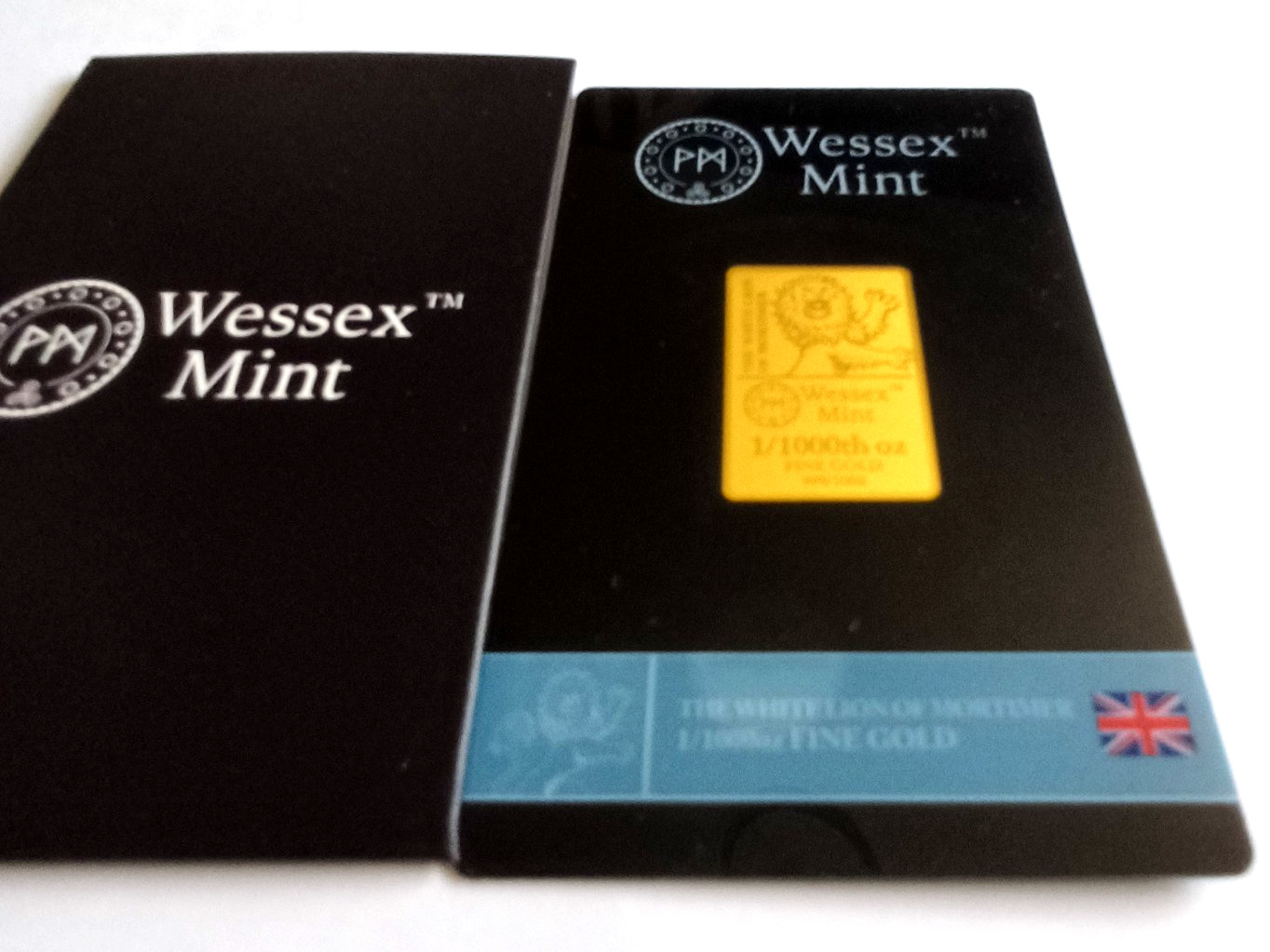 1/1000th oz Gold 999.9 White Lion Bullion Bar x 1 With Sleeve by Wessex Mint
