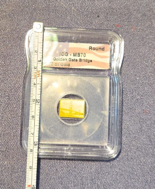 ICG Golden Gate Bridge SCM 1/1000 oz .999 Gold Round ICG MS 70
