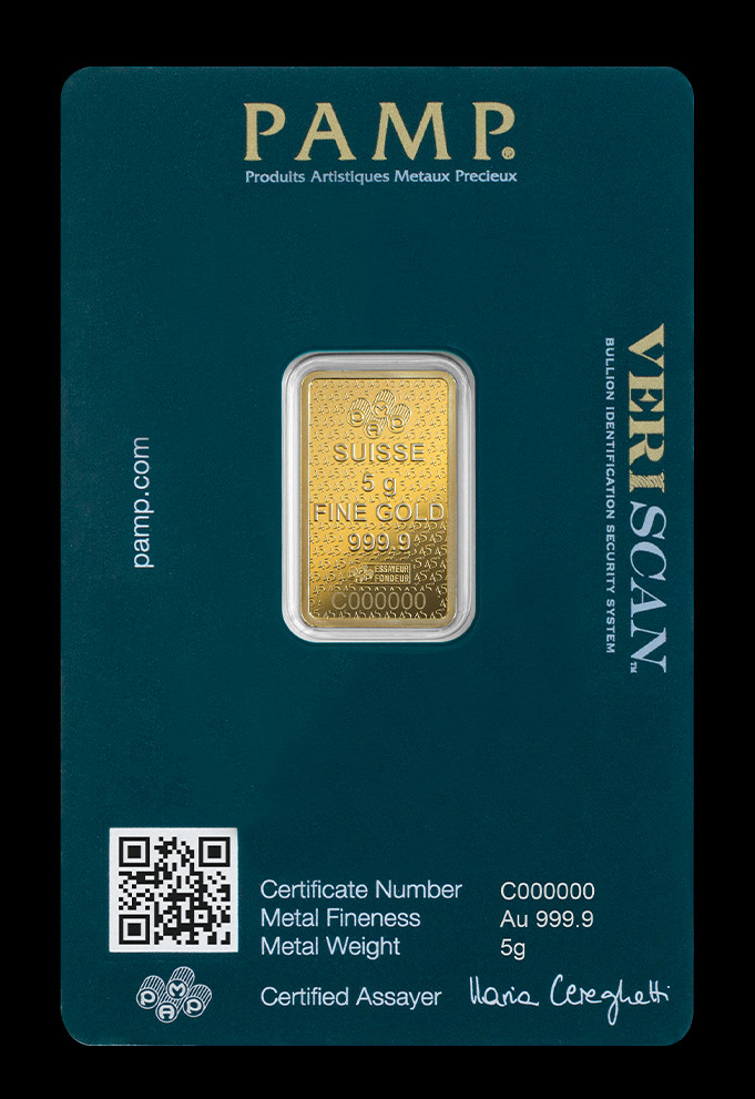 NEW 5g Gold Bar PAMP Suisse Lady Fortuna 45th Anniversary (In Assay) RARE!