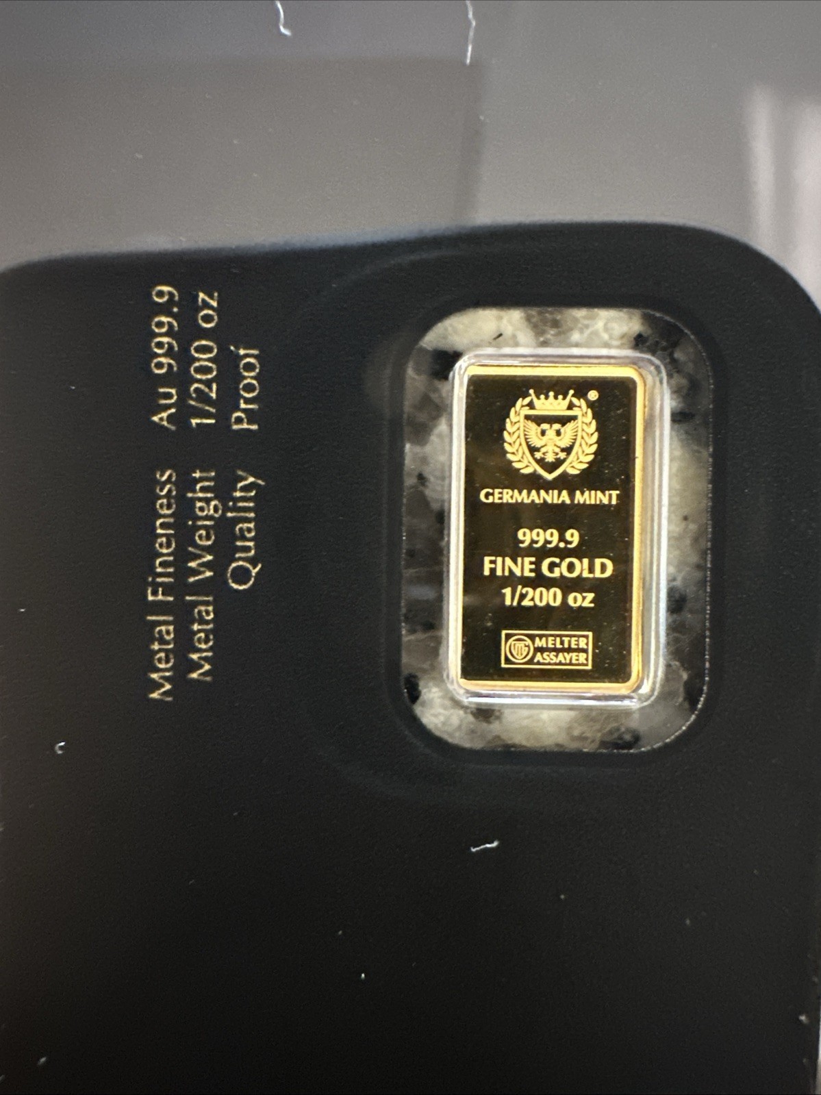 Germania Mint 1/200 oz Proof Gold Bar Stamped in Assay