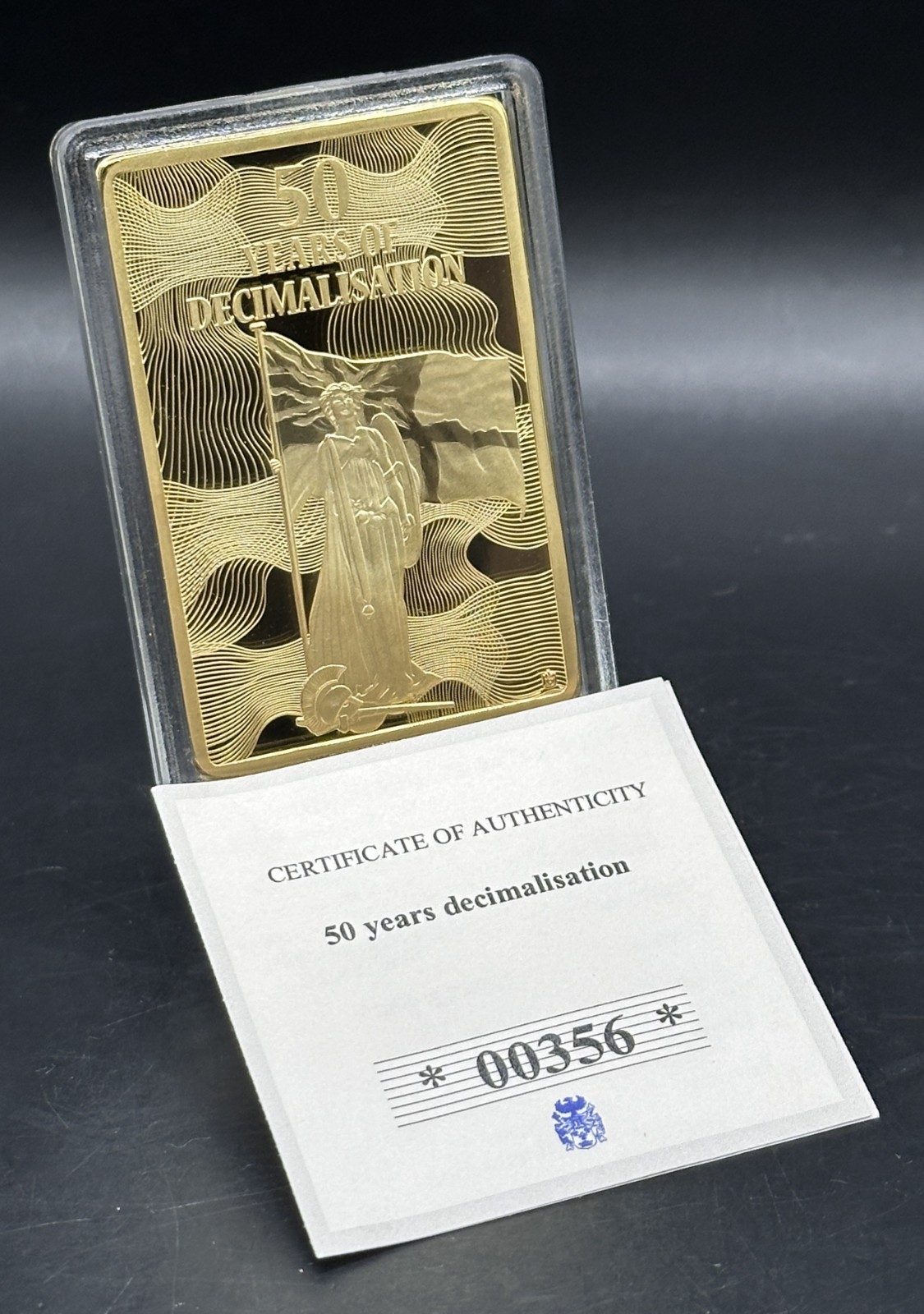 2021 Gold Plated 60mm x 40mm Half Penny with COA in protective capsule