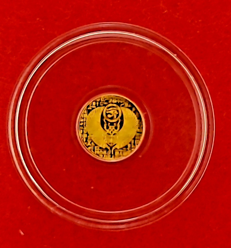 1/200th Ounce Monarch Egyptian Scarab Anhk Gold Round in Capsule .9999