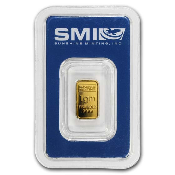 1 gram Gold Bar – Sunshine Minting (In TEP Packaging)
