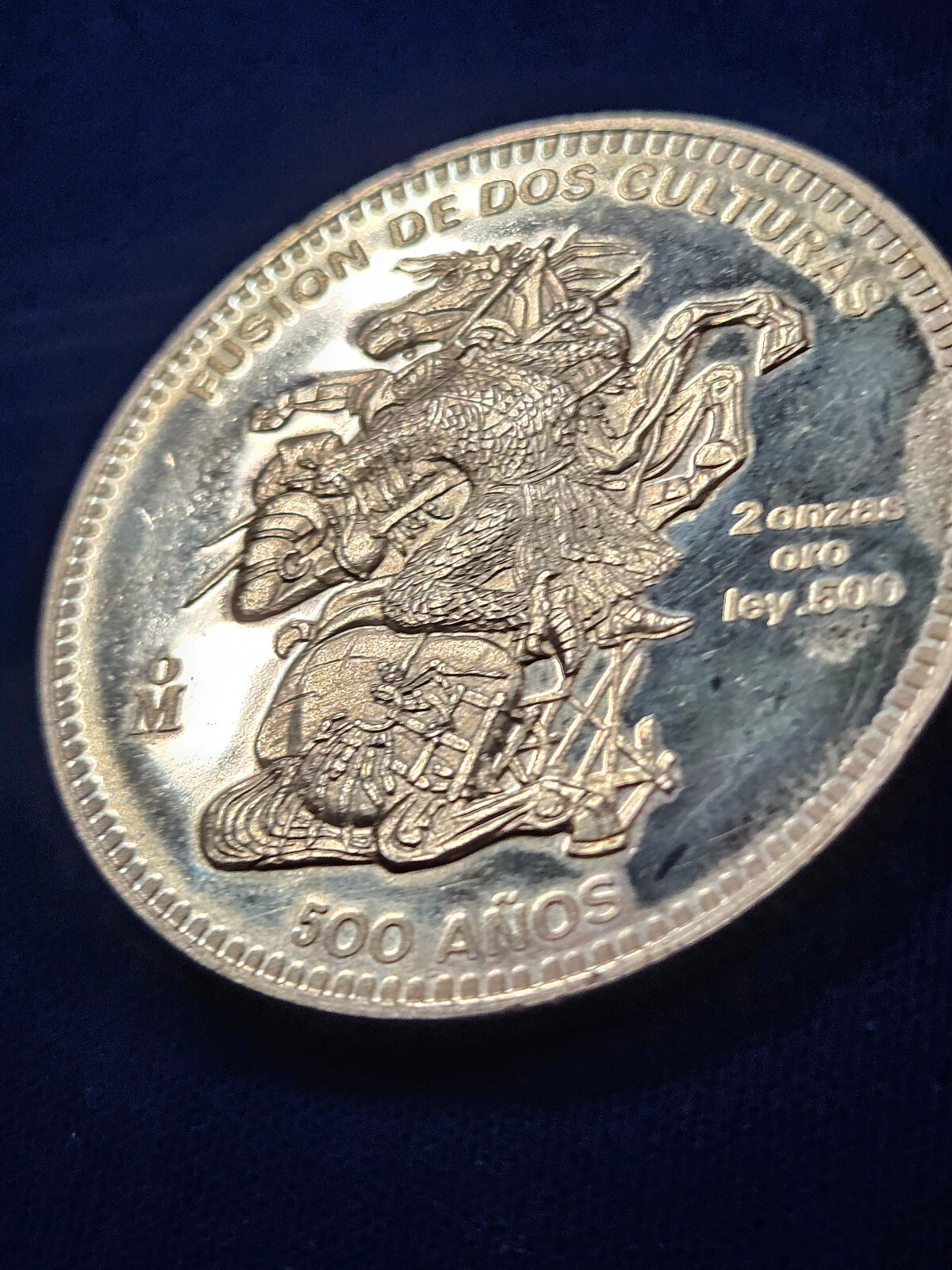 🌟 1992 Mexico 2 oz .500 Gold Medal 500 Anos Fusion Culturas Mexican, 1 oz AGW