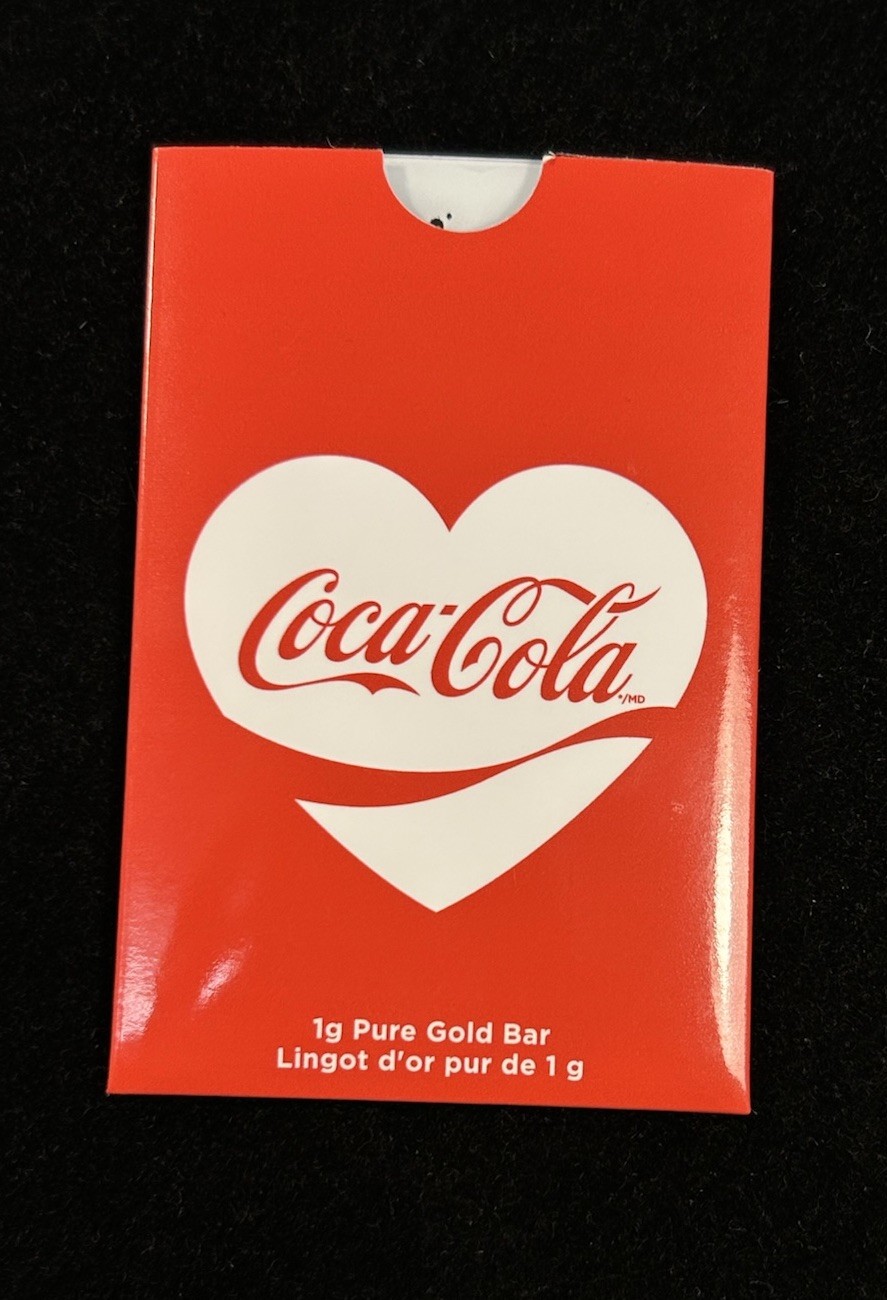 1 Gram Gold Bar PAMP Coca-Cola Valentine’s Love Bar .9999 Fine In TEP w/Sleeve
