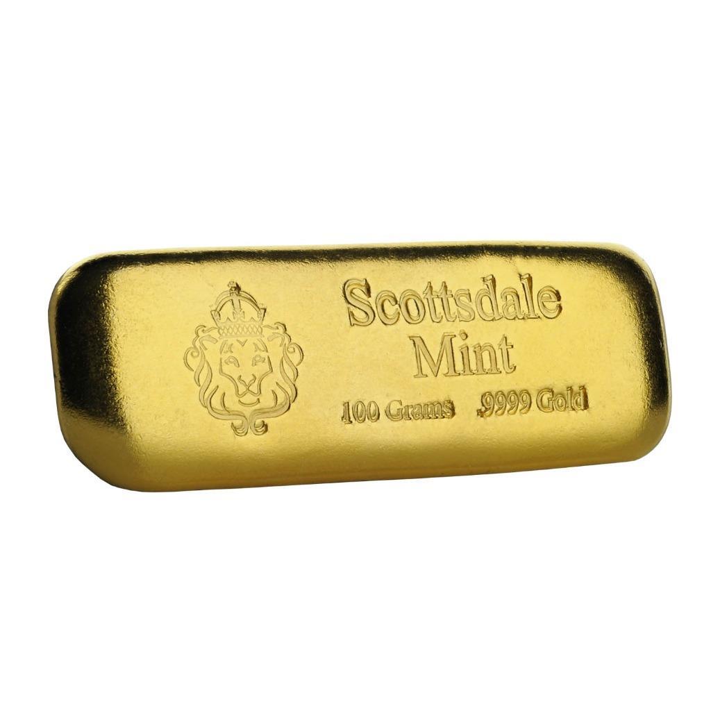 Scottsdale Mint 100 gram .9999 Gold Bar – 3.2150 oz Solid Gold #A497
