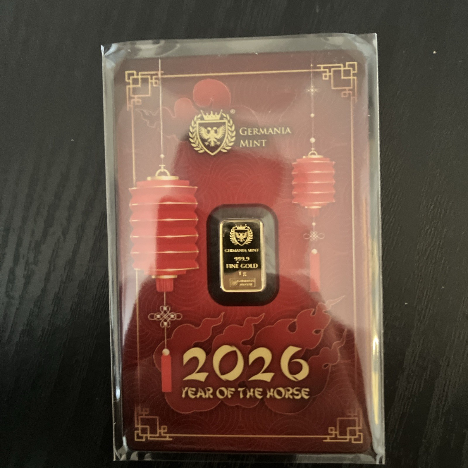 Germania Mint 1g Gold Bar – 2026 Year of the Horse | 999.9 Fine Gold |