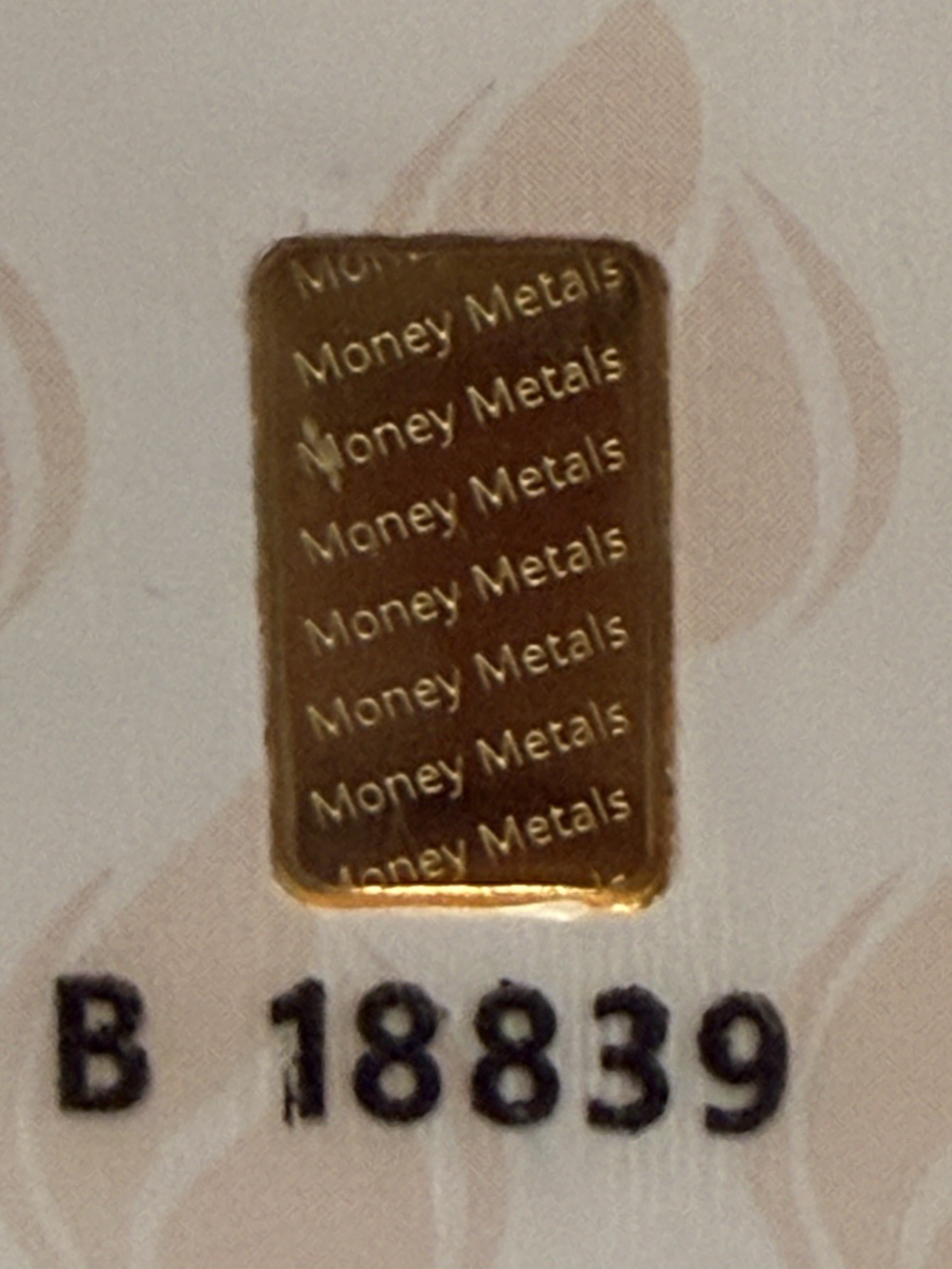 Money Metals Certified 1g .9999 Gold Bar