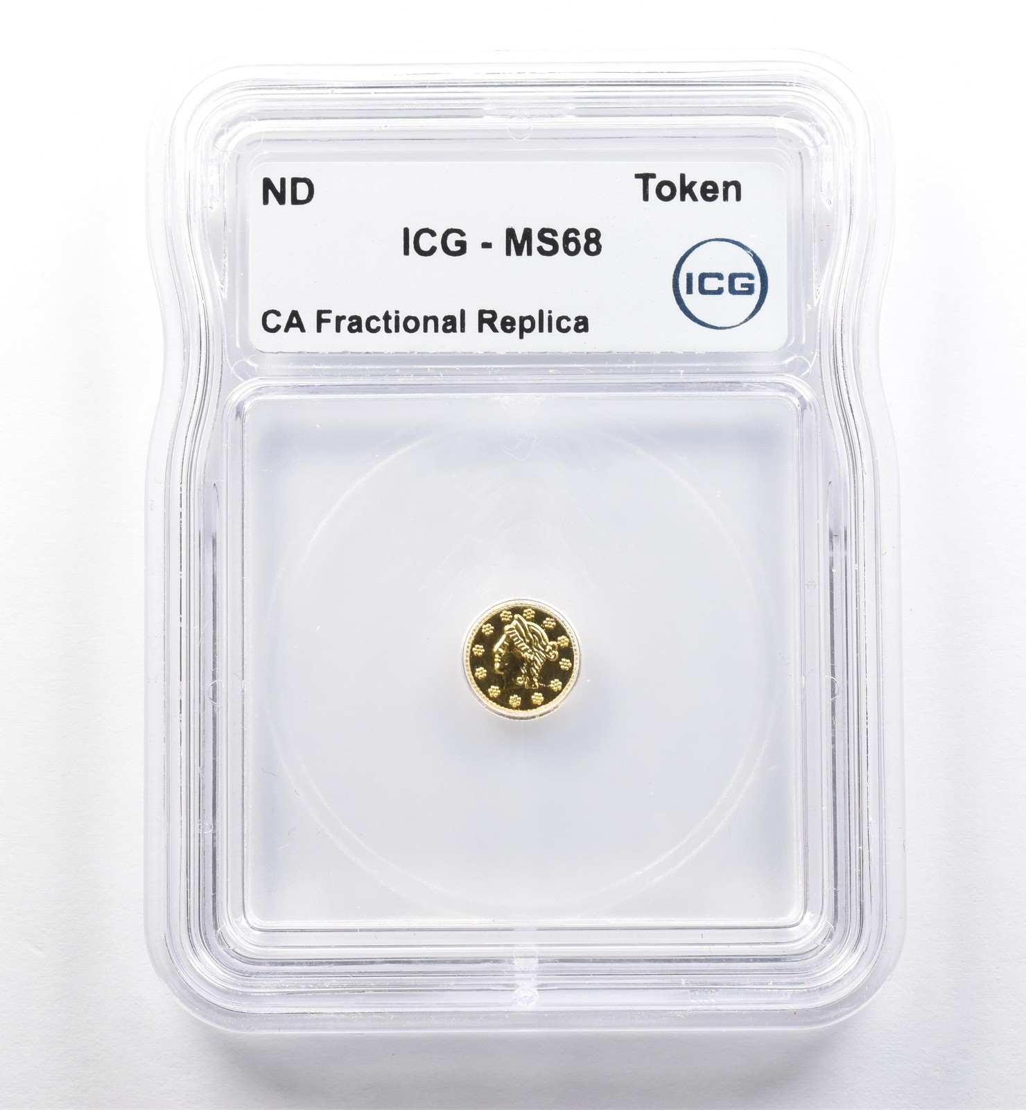 ND California Fractional Gold Token Liberty Head 1/4 Dollar MS68 ICG *7434