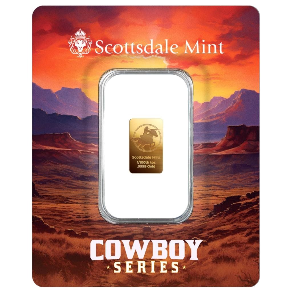 1/100 oz .9999 Gold Bar Cowboy Rifleman Gold Bullion Bar (in Certi-Lock®) #A755