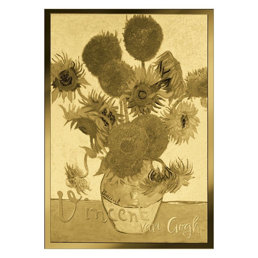 Vincent Van Gogh Sunflowers 1/1000 Oz 999 Gold in Coin card 3000 Francs Chad